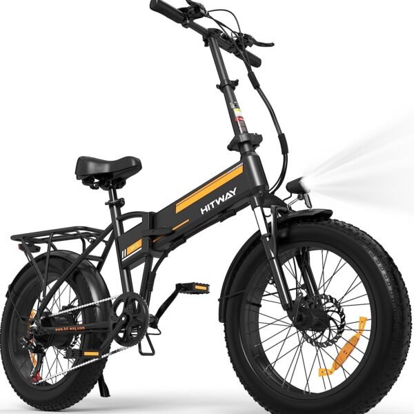 HITWAY Vélo électrique pour Adultes 20″ x 4.0 Fat Tire E Bike avec Moteur 250 W, Pliable Electric Bike avec Batterie Amovible 36 V 12 Ah E Bike Longue portée pour Montagne, Plage, Neige