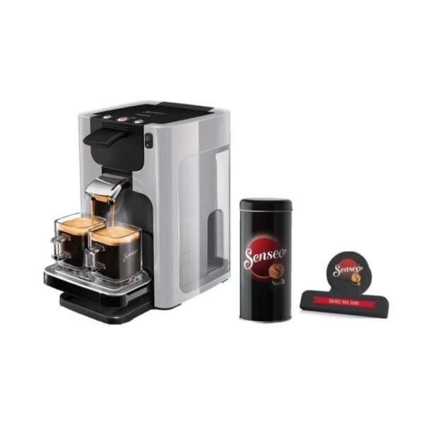 PHILIPS SENSEO Quadrante HD7866/11 + Boîte de rangement dosettes + Pince fraîcheur – Gris clair